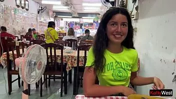 Play Katty west has lunch in an asian cafe without panties and flashes her pussy on public